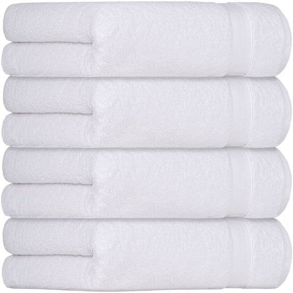 All Design Quick-Dry 4 Pieces White Hand Towels - Highly Absorbent 100% Turkish Cotton - Perfect Towel for Bathroom, Kitchen, Guests, Pool, Gym, Camp, Travel, Airbnb