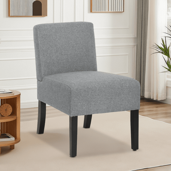 Dkelincs Armless Accent Chair 8.3" Thick Cushion Comfy Small Side Chair with Sturdy Wood Legs, 330 lbs Capacity for Dining Room,Living Room,Bedroom, Gray