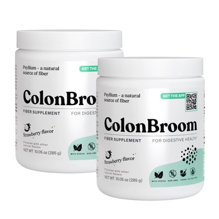 ColonBroom Psyllium Husk Powder - Colon Cleanse for Bloating Relief and Gut Health - Fiber Powder Drink, Easy to Mix - Vegan, Gluten Free, Non-GMO - Strawberry (100 Servings)