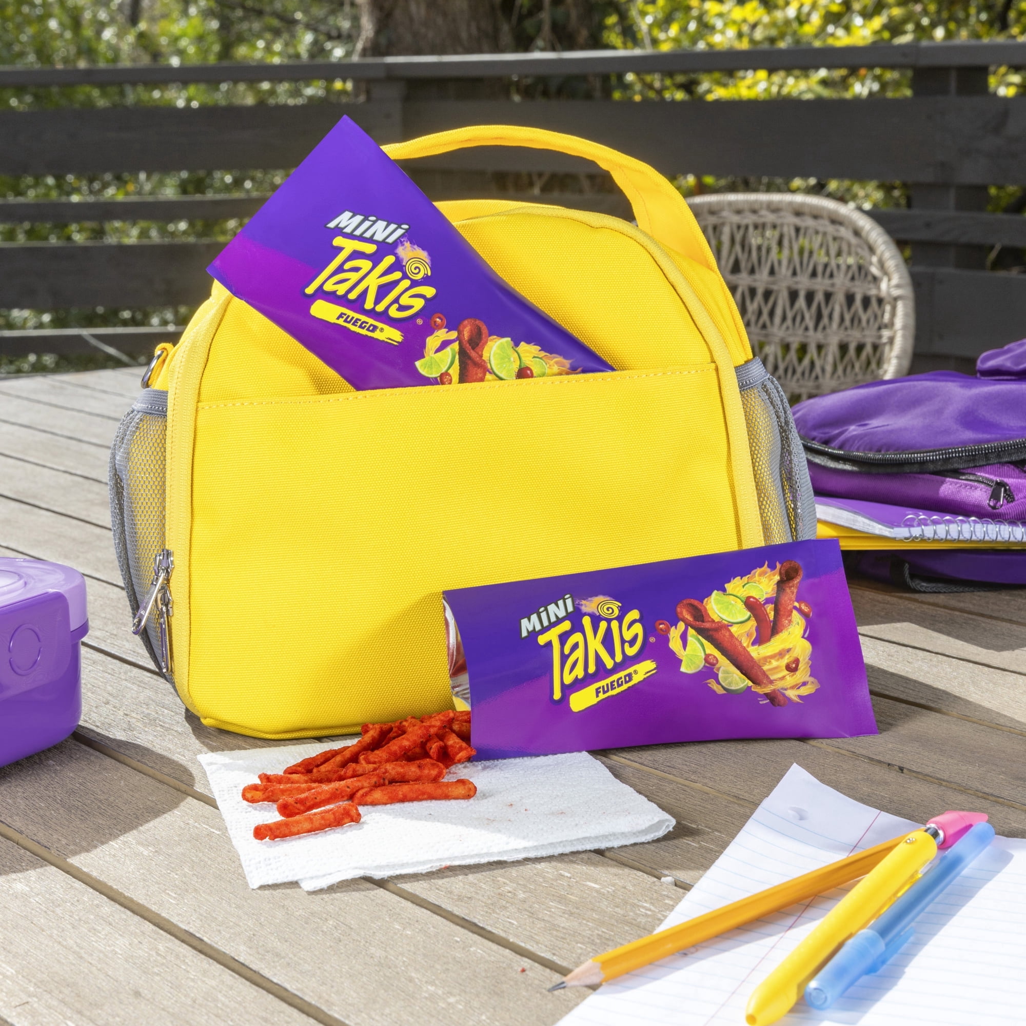 Takis Fuego Mini 10 pc / 1 oz Bite Size Box, Hot Chili Pepper & Lime Rolled Tortilla Chips