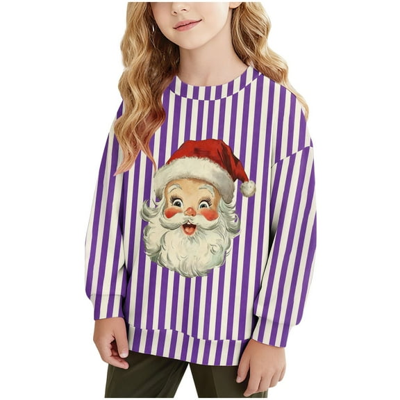 Taqqpue Boys Girls Christmas Sweatshirt Long Sleeve Santa Printed Shirts Blouse Fall Winter Ugly Christmas Sweater Pullover for Kids 1-15T
