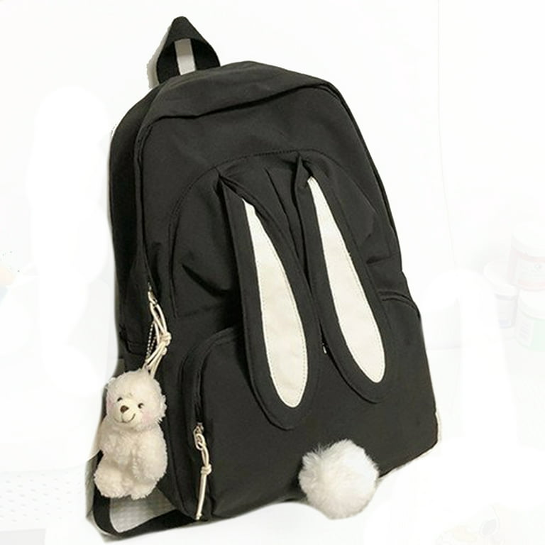 Animal Baby Plush Handbags Large Capacity Kids Gifts Zipper Closure Cartoon  Knapsacks Plush Schoolbag Bunny Backpack Rabbit Plush Backpacks BLACK