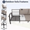 thumbnail image 5 of Kullavik  Aluminum Outdoor Patio Furniture with Curved Armrests & Firepit Table 10 seats - Khaki, 5 of 5