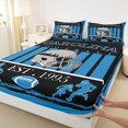 thumbnail image 3 of Homewish American Football Game Queen Sheet Sets,Carolina Rugby Flat Sheet,Blue Black Queen Fitted Sheet For Boys Teens,Breathable Home Decor,4pcs, 3 of 7