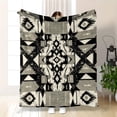 thumbnail image 5 of Gypsy Geometric Print Flannel Blanket - Ultra-Soft & Lightweight, Cozy All Seasons Throw for Naps, Lounging, Travel - Black Beige Gray Bohemian Style, 5 of 6