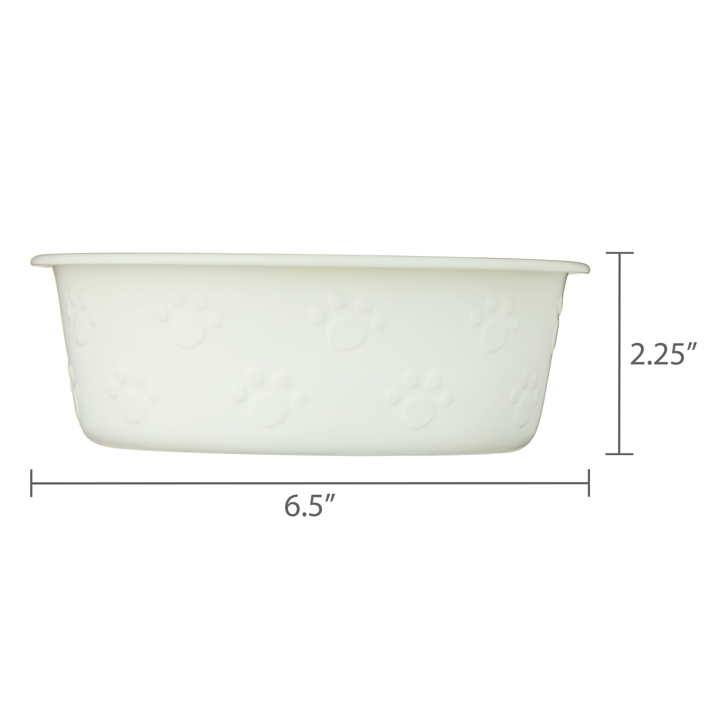 Vibrant Life Medium Stainless Steel Embossed Dog Bowl, White Paws
