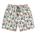 thumbnail image 2 of Honeii's Winter Woodland Friends Print Men's Casual Shorts with Drawstring，Swim Trunks Quick Dry Beach Shorts, 2 of 5
