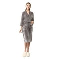 thumbnail image 1 of Women's Fleece Shawl Collar Bathrobe Plush Long Spa Robe Fleece Bathrobe, 1 of 7