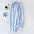 thumbnail image 2 of Womens Pajama Pants Soft Floral Printing Wide Leg Lounge Pant with Pockets Comfy Pj Bottoms Thin Palazzo Pants For Women Light Blue M, 2 of 3