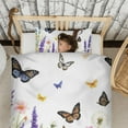 thumbnail image 3 of Butterfly and Pioneer Flower Duvet Cover and Pillowcase Set for Single Bedding, Bedroom Accessories for Kids Teens, 3 of 5