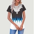 thumbnail image 5 of cocolona Womens Summer Tops Short Sleeve Lace V Neck T-shirt Fashion Casual Floral Print Tees Loose Tunic Blouses, 5 of 5