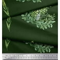 thumbnail image 2 of Soimoi Green Moss Georgette Fabric Wheat & Clover Leaves Print Fabric by Yard 42 Inch Wide, 2 of 3