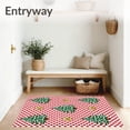 thumbnail image 3 of ODIKA 2'x3' Machine Washable Non-Slip Area Rug, Whimsical Evergreen Caravan and Festive Gingham Tree High Traffic Rug, Red, 651838, 3 of 7
