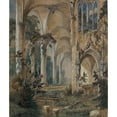 thumbnail image 2 of Carl Blechen 12x14 Black Ornate Wood Framed Double Matted Museum Art Print Titled: Gothic Church Ruin (circa 1829-1831), 2 of 5