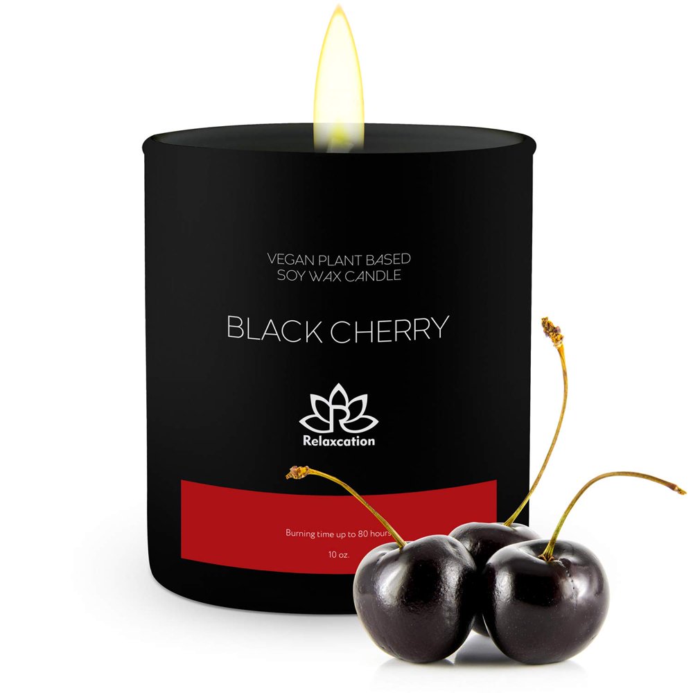 Natural Soy Wax Candle in Glass Jar Luxury BLACK CHERRY Scented Soy