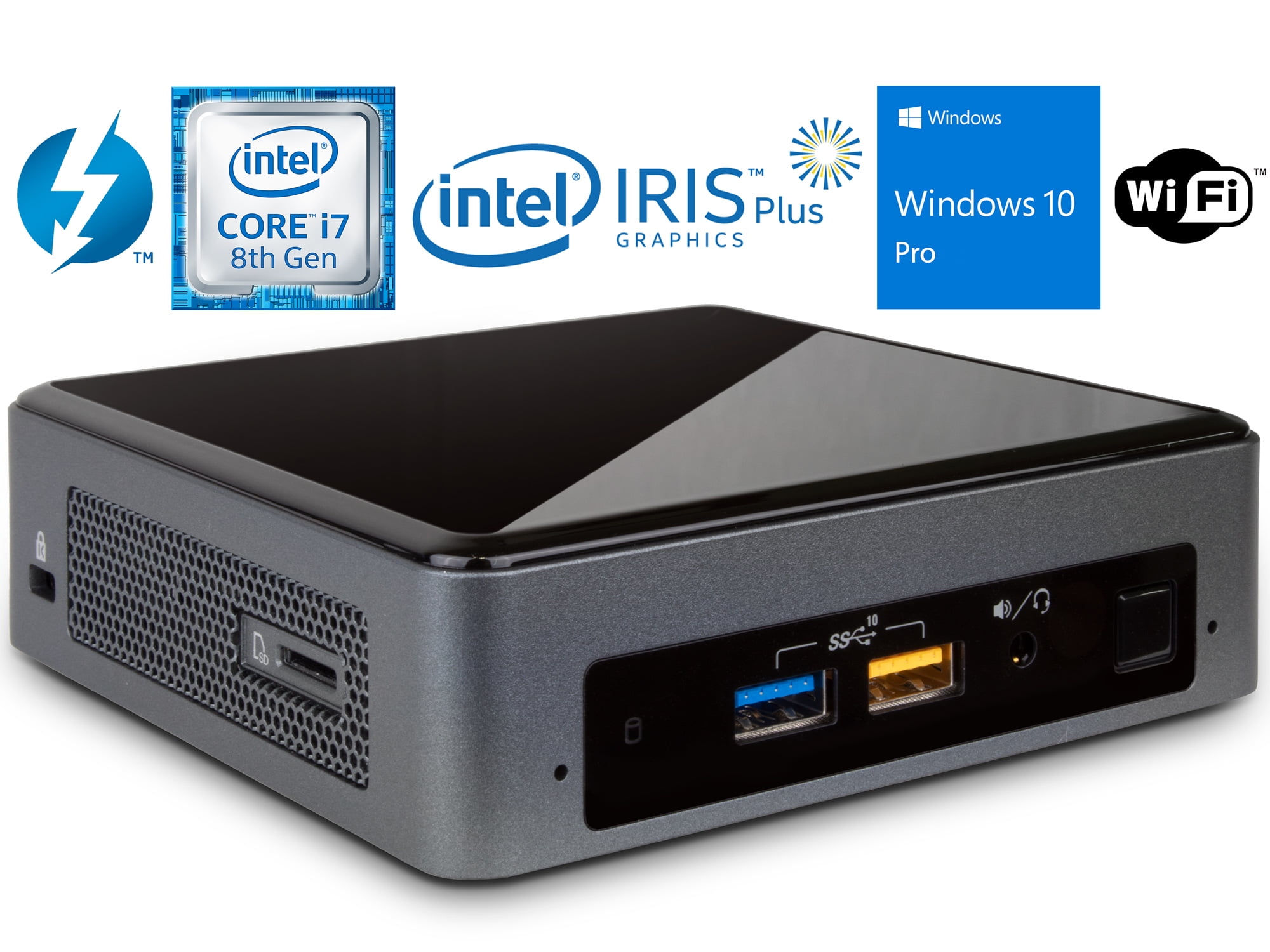 de sneeuw Belichamen Kust Intel NUC8i7BEK Mini Desktop, Intel Quad-Core i7-8559U Upto 4.5GHz, 8GB  RAM, 256GB NVMe SSD, HDMI, Thunderbolt 3, Card Reader, LAN, Wi-Fi,  Bluetooth, Windows 10 Pro - Walmart.com
