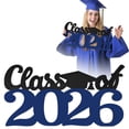 thumbnail image 2 of Wooden Class of 2026 Sign Senior 2026 Graduation Props for Photoshoot 2026 Class of Grad Photo Props Graduation Signs College High School Party Supplies Graduation Table Centerpieces Blue 15.7"x8.9", 2 of 9