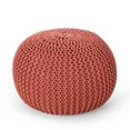 thumbnail image 4 of GDF Studio Barwick Indoor Knitted Cotton Round Pouf, Coral, 4 of 8