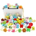 thumbnail image 1 of 65PCS Lacing Toy Wooden String Animal Fruits Vegetable Vehicles Lacing Beads with Storage Box 4 Threads for Children Educational Toys, 1 of 13