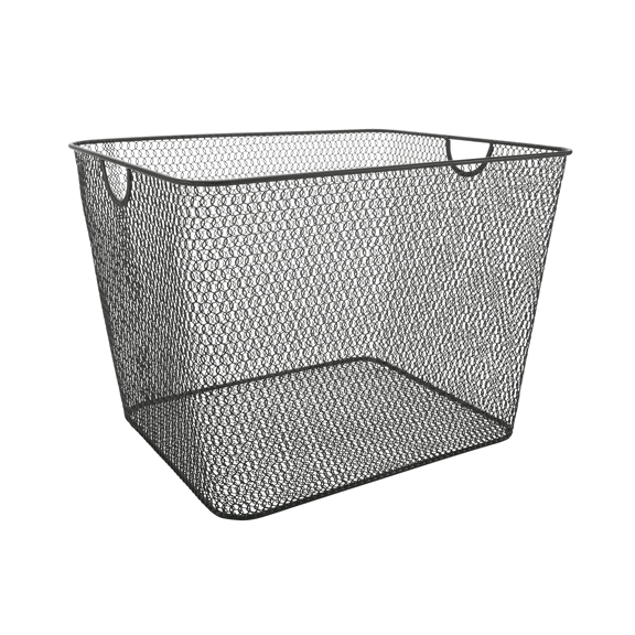 YBM Home Mesh Open Bin Storage Basket Organizer for Kitchen, Adult Black 14 x 10 x 8.8