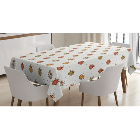 

Ladybugs Decorations Tablecloth Pastel Color Vintage Style Bugs Nostalgic Setting Good Luck Childhood Theme Rectangular Table Cover for Dining Room Kitchen 60 X 84 Inches Multi by Ambesonne