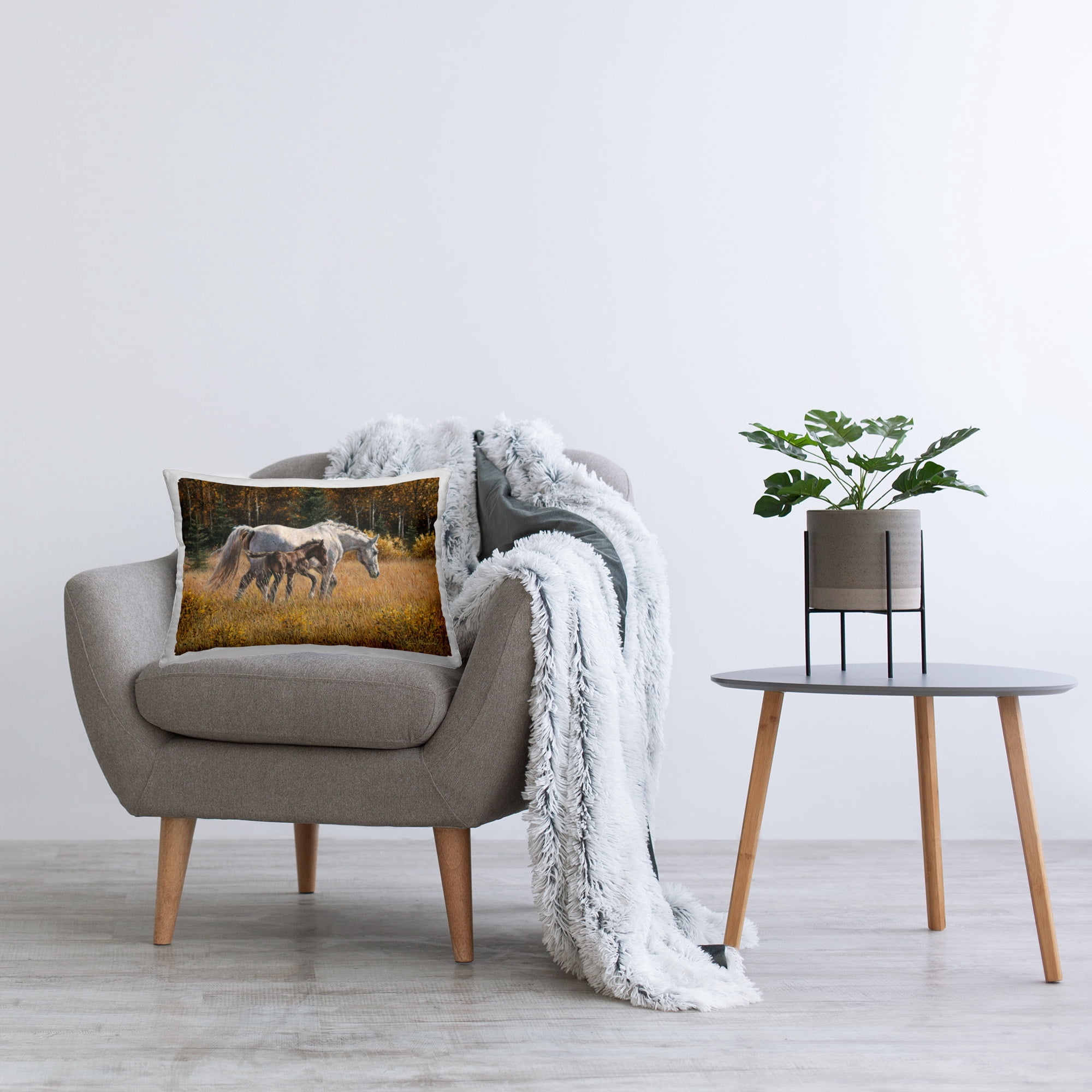 Stupell Industries Horses Trotting Countryside Decorative Printed Throw Pillow Design by © Kim Penner
