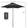 thumbnail image 3 of Outsunny 6.6FT Patio Umbrella, Outdoor Parasol with 6 Solid Ribs, Black, 3 of 10