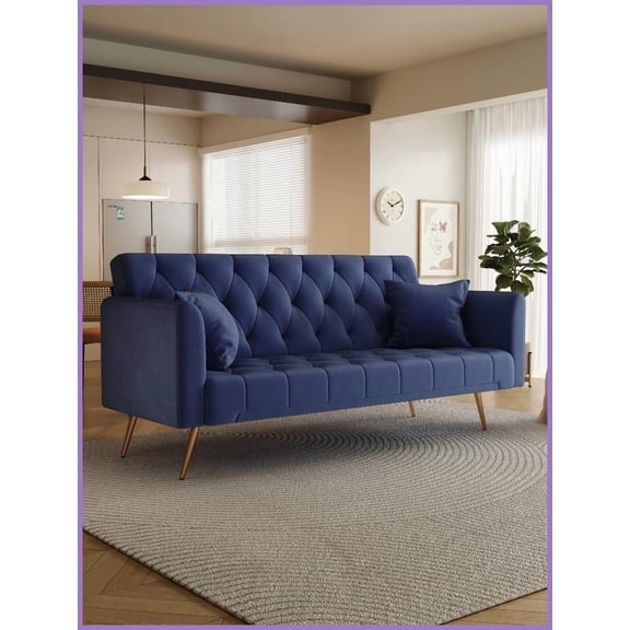 71-Inch American Retro Velvet Convertible Love Seat Sofa Bed for Small Living Rooms, Bedrooms & Offices