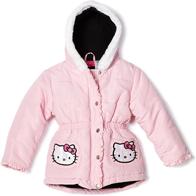 Hello Kitty Girls Puffer Jacket with Hood 