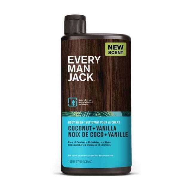 Every Man Jack Coconut + Vanilla Hydrating Body Wash for Men, Naturally Derived