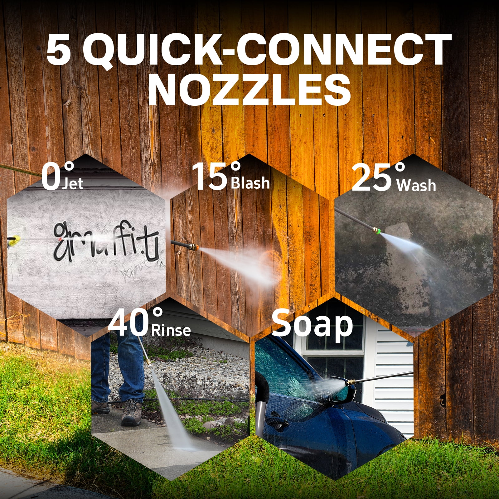 NOVUS Gas Pressure Washer 3100 PSI 2.5 GPM 212cc Engine with 30FT Hose, 5 Quick Connect Nozzles, Onboard Soap Tank, Spray Gun and Wand