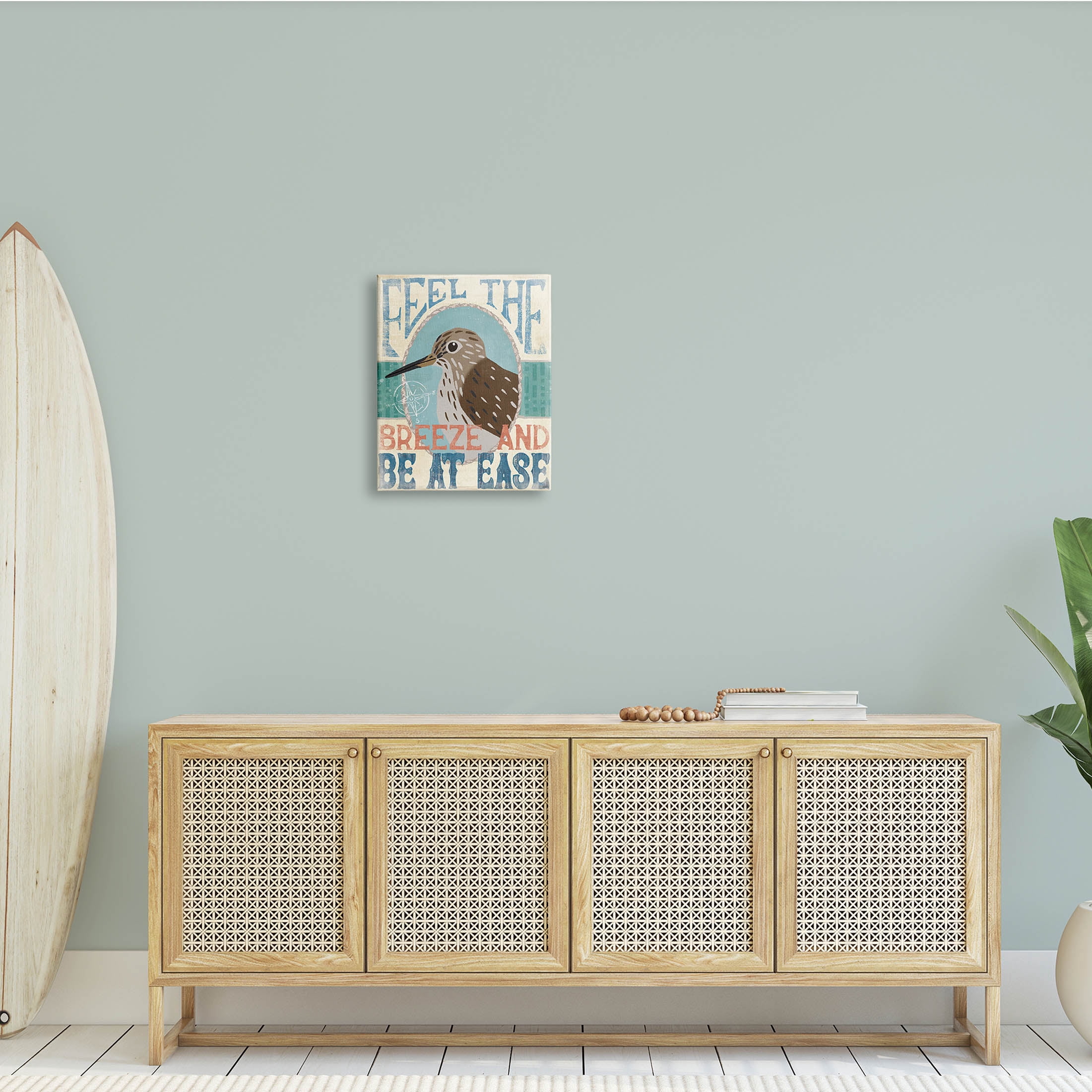 Stupell Industries Feel Breeze Be Ease Nautical Phrase Sandpiper Bird, 16 x 20, Design by Veronique Charron