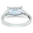thumbnail image 3 of Emerald Cut Sideways Ring Lab Created White Opal 925 Sterling Silver Size 7, 3 of 8