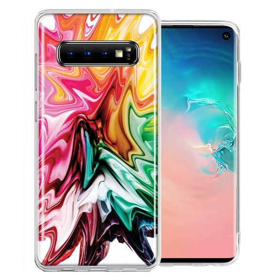MUNDAZE For Samsung Galaxy S10 Plus Rainbow Flower Abstract Design Double Layer Phone Case Cover