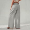 thumbnail image 4 of HKYNLAG Women's Wide Leg Lounge Pants Lightweight Drawstring High Waisted Casual Loose Trousers with Pockets Light Gray L, 4 of 5