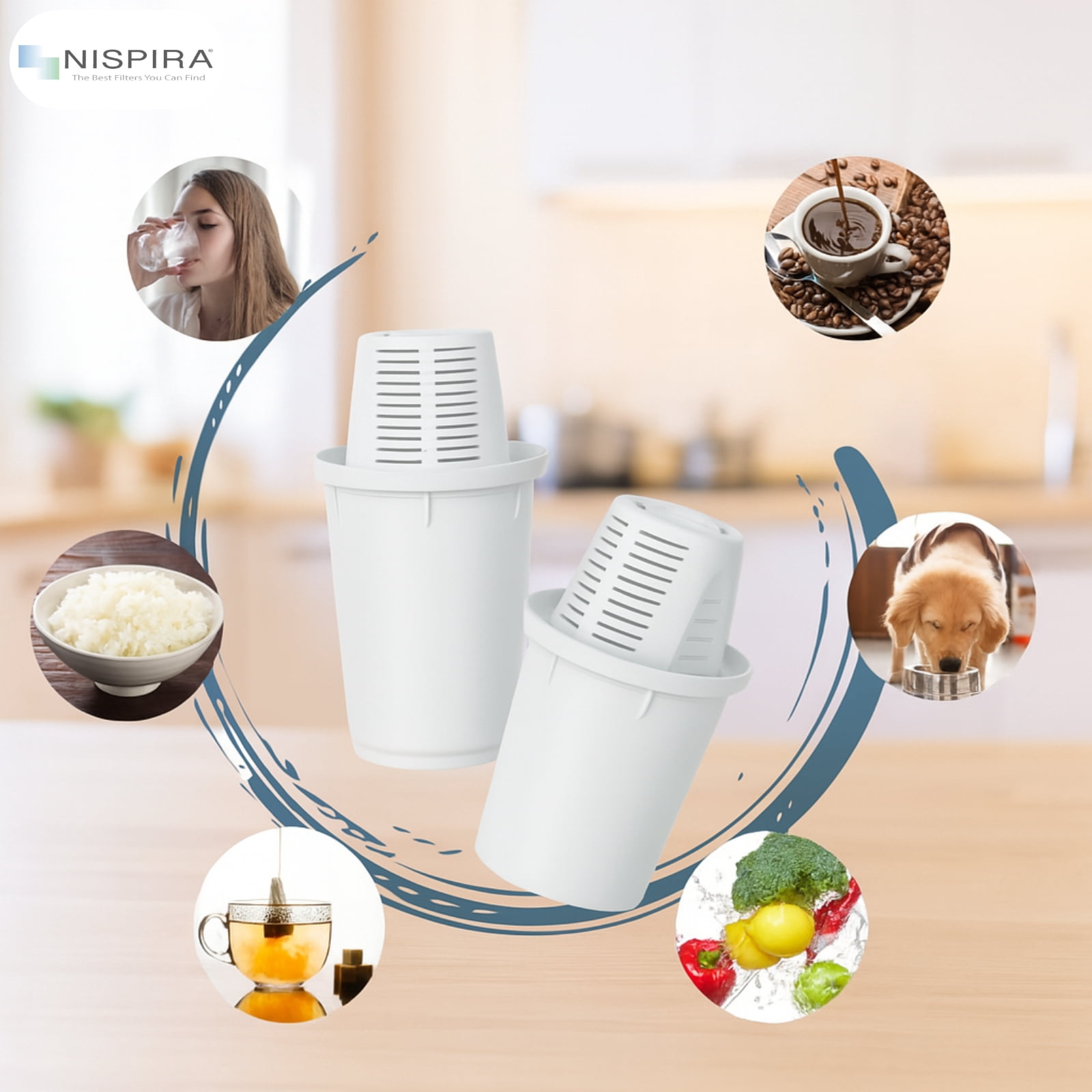 Nispira A5 Water Filter Replacement Compatible with Nakii Aquaphor Water Pitcher Dispenser 4 Packs