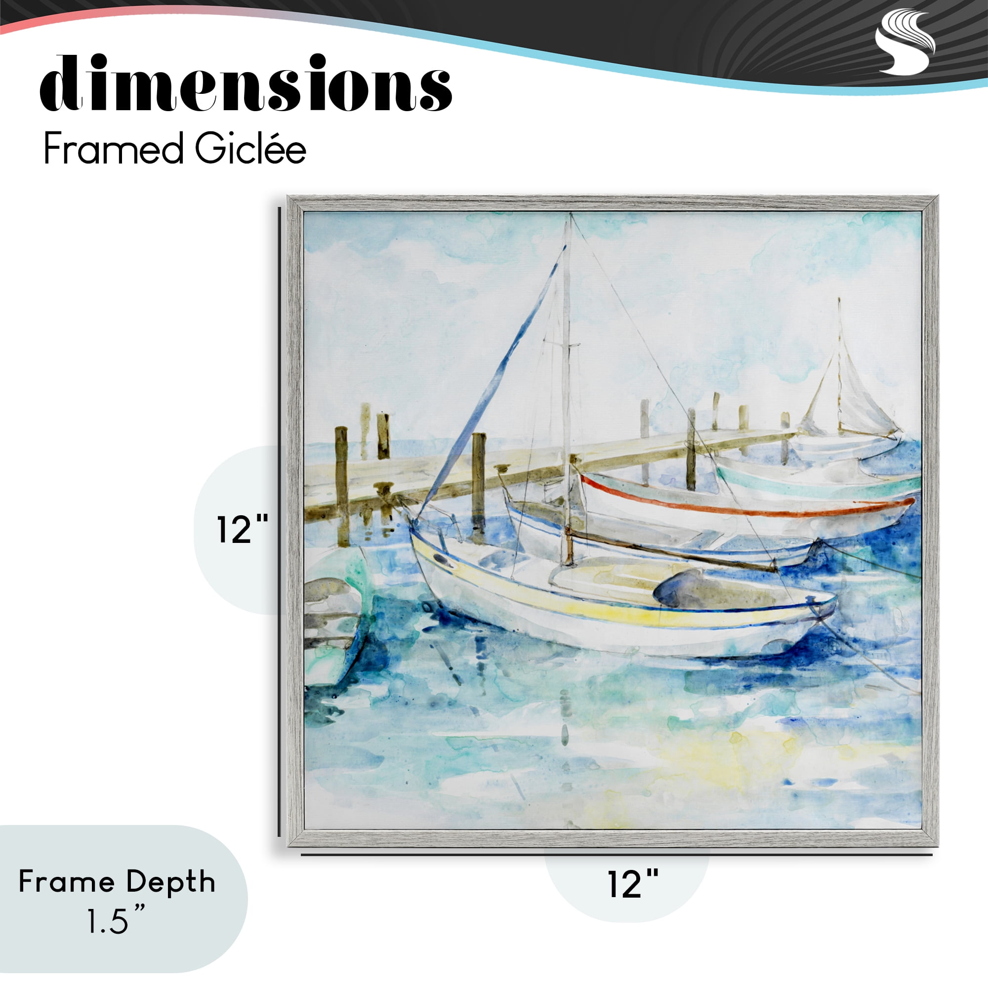 Stupell Industries Docked Sails on Stormy Seas Gray Framed Giclee Art, design by Lorenzo Collective