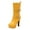 Yellow, variant on Xfvqtps Womens Mid Calf Boots with Chunky Heel Flatform Winter Fashion Booties Round Toe Inside Zipper Faux Leather Casual Shoes for Women White