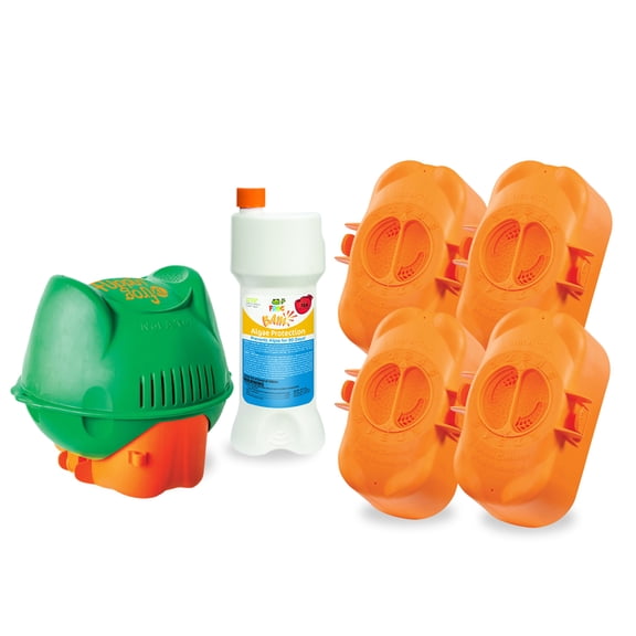 Flippin’ FROG XL with 4 Replacement Chlorine Cartridges & BAM 90 Day Algae Protectant - Easy Pool Maintenance - Pool Sanitizer & Cleaner - Flippin' FROG XL System, 4 Chlorine Cartridges, and BAM