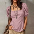 thumbnail image 2 of CHGBMOK Womens Summer Peplum Tops Sqaure Neck Ruffle Sleeve Blouses Fit Flowy Shirts Solid Casual Tees, 2 of 7
