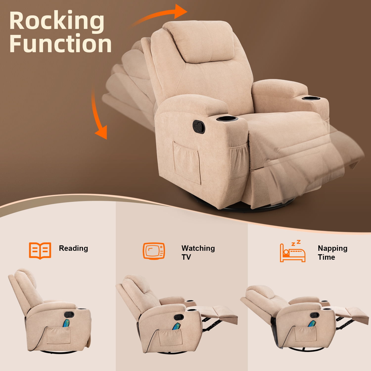 Lawson swivel recliner with massage and heat online