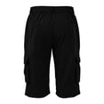 thumbnail image 5 of Domuza Men's Cargo Shorts Below Knee Bermuda Capri Shorts with Multi Pockets 3/4 Length Relaxed Fit Elastic Waist Hiking Work Shorts Black 3XL, 5 of 8