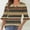 006 Brown, variant on Hvot&aat Women's Fashion 1/2 Bell Sleeve Tops Summer Casual V Neck Printing Blouses Loose Lightweight Tee