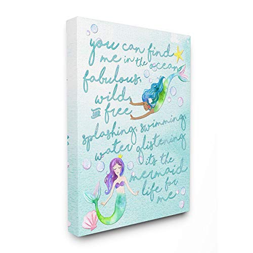 The Kids Room by Stupell Mermaid Life For Me Painting Canvas Wall Art by Erica Billups