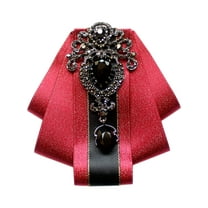 INSPIRE CHIC Women's Rhinestone Brooch Pre-tied Ribbon Elegant Ties Red