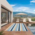 thumbnail image 2 of Blue Khaki Striped Outdoor Rug 4x6 Ft, Non Slip Washable Area Rug, Farmhouse Stripes Modern Abstract Art Patio Rugs Carpet Runner, Large Floor Mat for Indoor/Outdoor Deck Porch Camping, 2 of 8