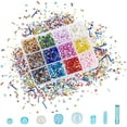 thumbnail image 2 of 200g Craft Beads Kit Glass Seed Beads Tiny Pony Beads Glass Bugle Beads Tube Spacer Beads, 2 of 7