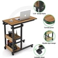 thumbnail image 4 of Tribesigns Sofa Side Table, Mobile C Table End Table Snack Table with 2-Tier Storage Shelves and wheels for Sofa Couch,Adjustable Height, 4 of 6