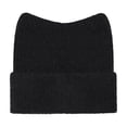 thumbnail image 2 of Cute Cat Ear Beanie Hat for Women and Teens, Soft Cable Knit Winter Hat, Warm Knitted Cap for Skiing, Snowboarding, Travel and Casual Outings - Black, 2 of 6