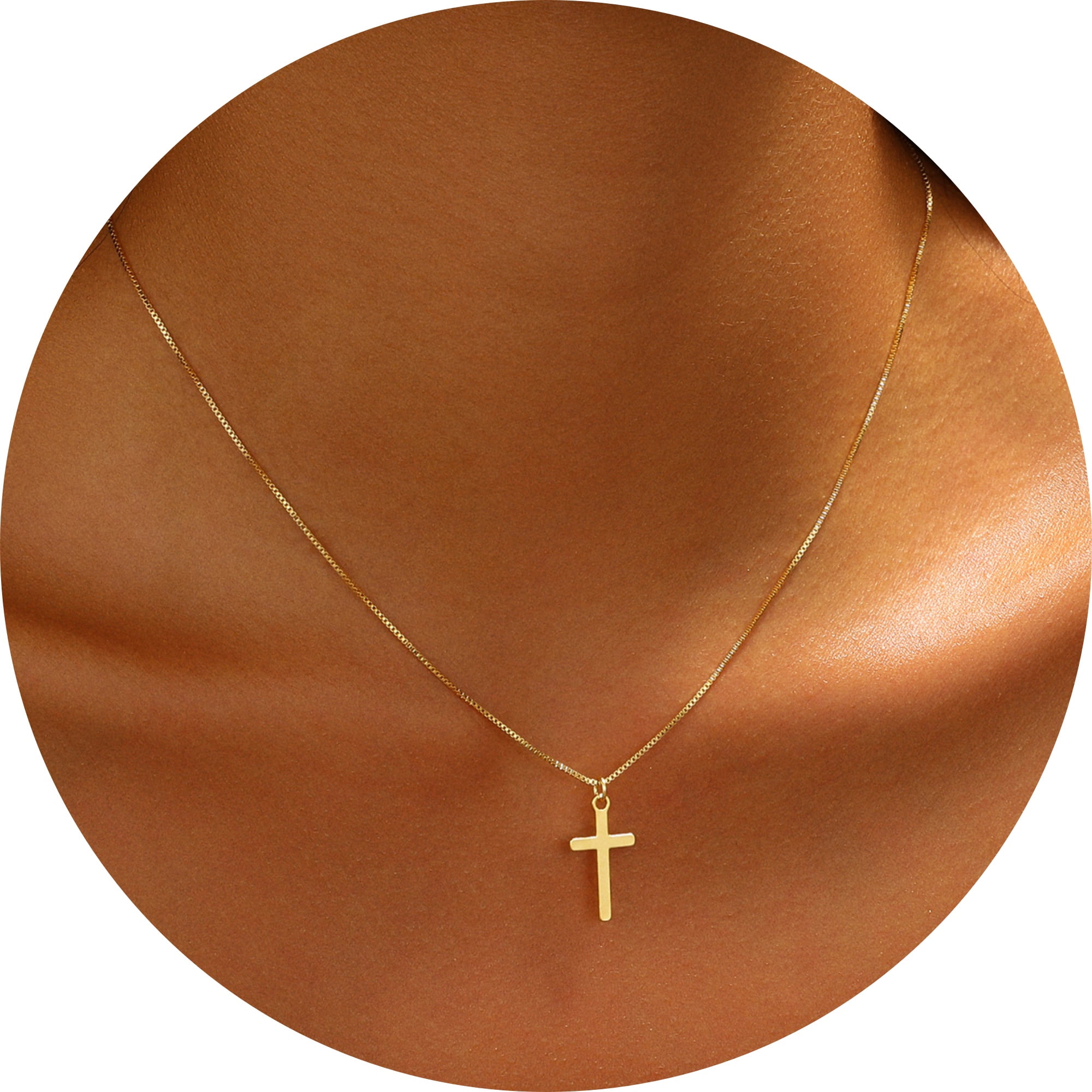 GOSFRY Dainty Cross Necklace with 14K Gold Plating photo 8
